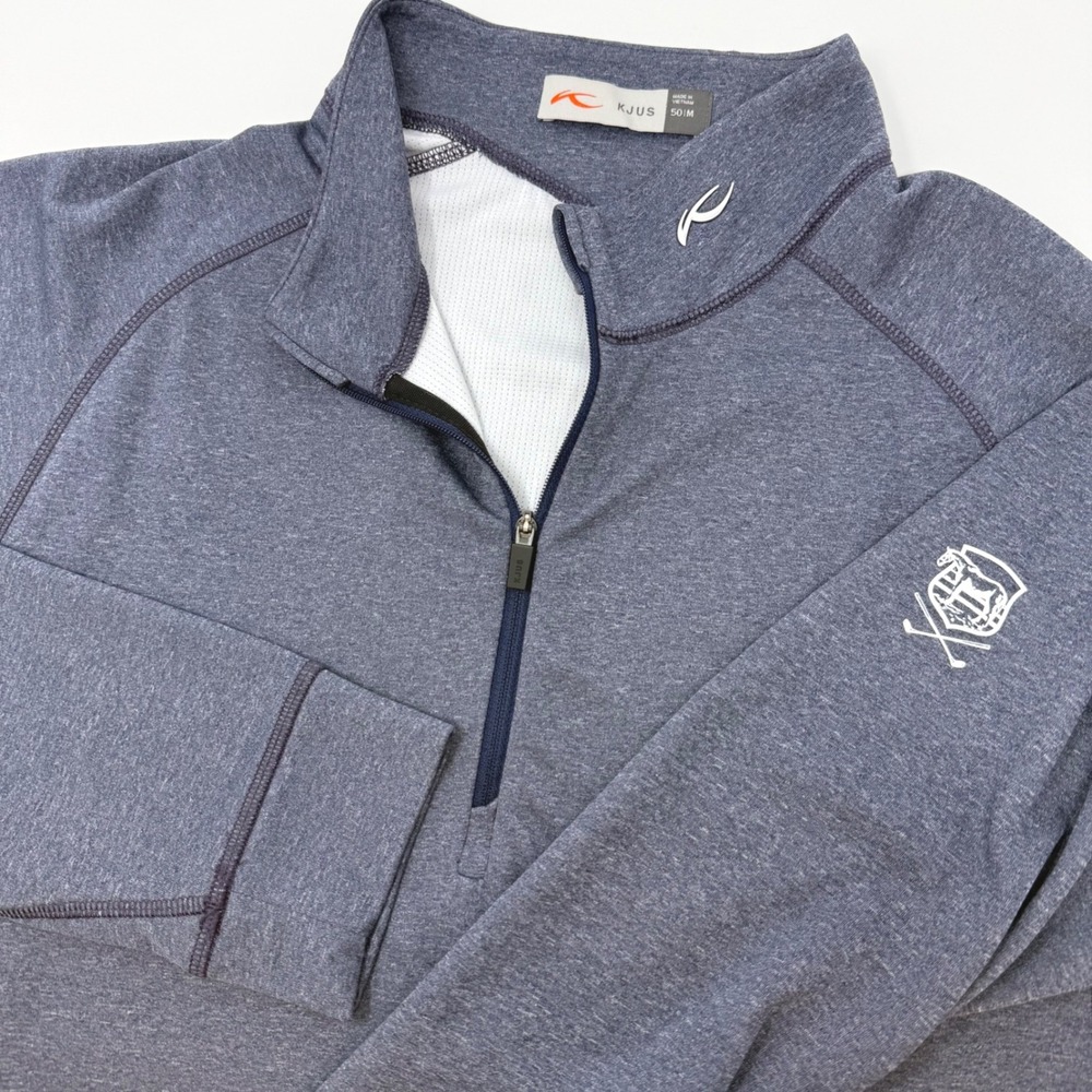KJUS Mens 50/M Keano Half-Zip Golf Pullover Heather‎ Blue Purple MG25-D04